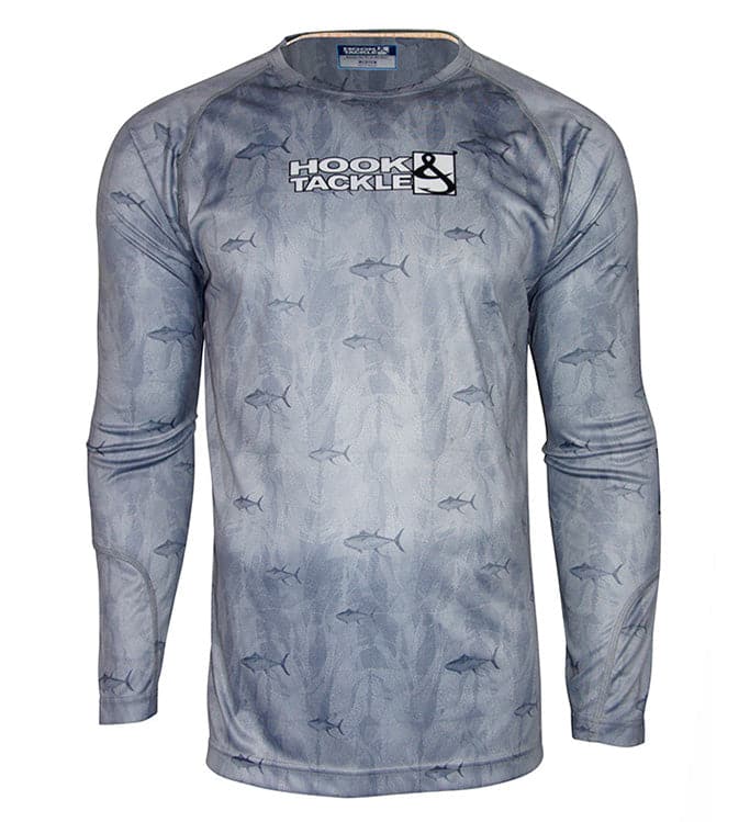 UV|UPF Sun Protection T-Shirt - Men's Tuna Texture L/S UV Fishing Shir Hook & Tackle